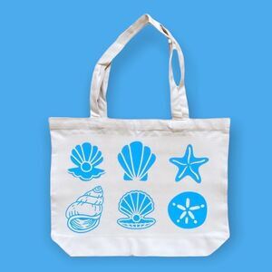 NWT Wool + Pepper Co. Sea Shells Canvas Cotton Tote Bag